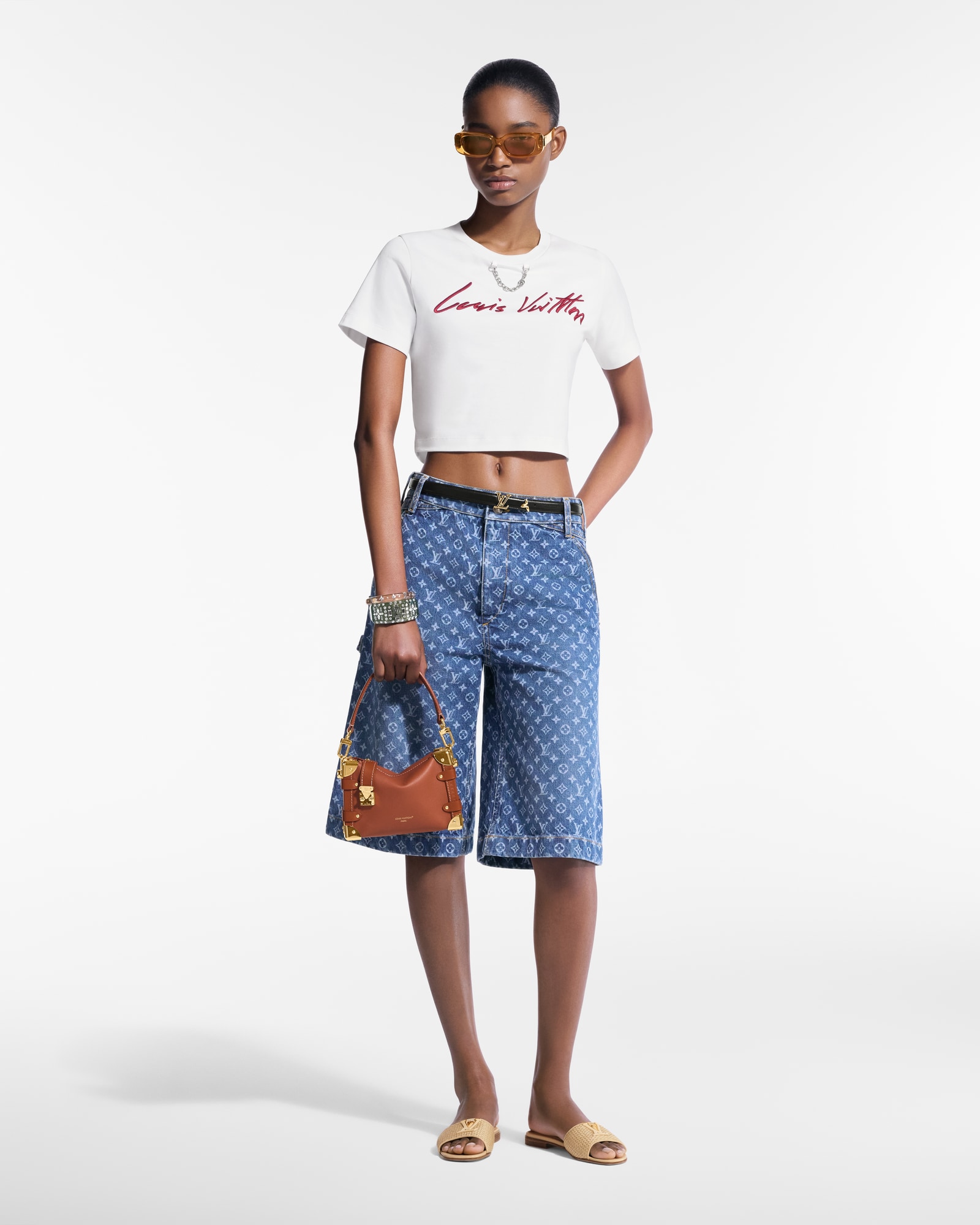 国内即発 Louis Vuitton カーシブ シグネチャー クロップトップ Cursive Signature Crop Top - Women - Ready-to-Wear | LOUIS